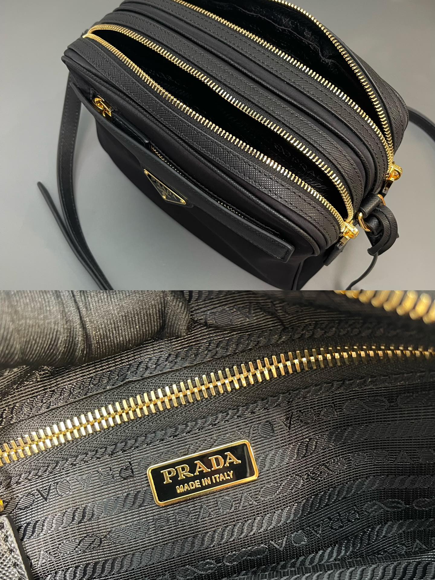 Prada Re Edition 1978 Re Nylon And Saffiano Leather Mini Shoulder Bag Black 1BH218